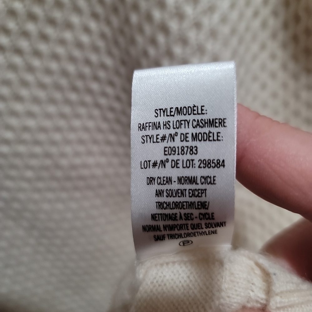 Theory Raffina Cashmere Lightweight Sweater P 00-0 Textured Cream - Picture 7 of 7
